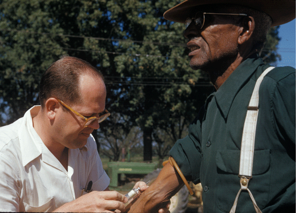 Man being injected with placebo. Credit: CDC (public domain)